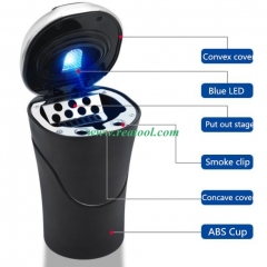 Solar Car Cigarette Ashtrays Smokeless Auto Cigarette LED Light Ash Holder for Universal Car