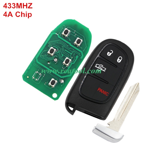 For Jeep  keyless  remote key with 434mhz with 4A chip  with 3+1button key shell