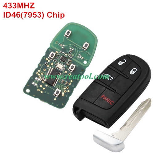 Jeep keyless remote key with 434mhz with 7953  chip with 3+1 button key shell