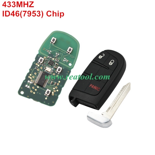 For Chry-sler keyless remote key with 434mhz with 7953  chip with 2+1 button key shell
