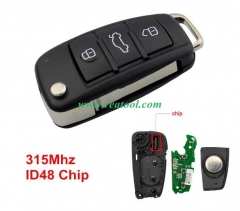 For  Audi A4 3 button remote key with 315mhz