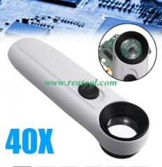 40X LED Light Magnifying Glass Loupe Handheld Micr
