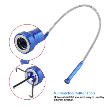Flexible Pick Up Magnet 4 Claw LED Light Magnetic Long Spring Picker Home Toilet Gadget Sewer Cleaning Magnet Pickup