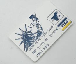 Bank visa card machine and door lock pick tool
James bond 00