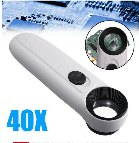 40X LED Light Magnifying Glass Loupe Handheld Microscope Magnifier Illuminated lamp For Circuit Boards Hallmarks Jewelry