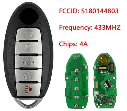 433MHz NCF29A1M 4A Chip S180144803 KR5TXN4 285E3-6CA6A Keyless-go Smart Remote Car Key Fob 4 Button for Nissan Altima 2019-2020