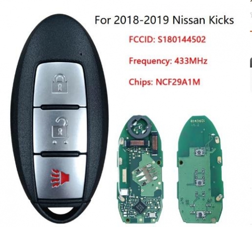 2018-2019 For  Nissan Kicks Smart Proximity Key 3 Button Fcc KR5TXN1 Pn 285E3-5RA0A S180144502 NCF29A1M, 433MHz